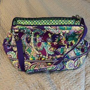 Vera Bradley Heather Retired Pattern Purple Green Pink Gym Carpet Bag Large​
